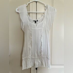 Express White Ruffled Cap Sleeve Blouse